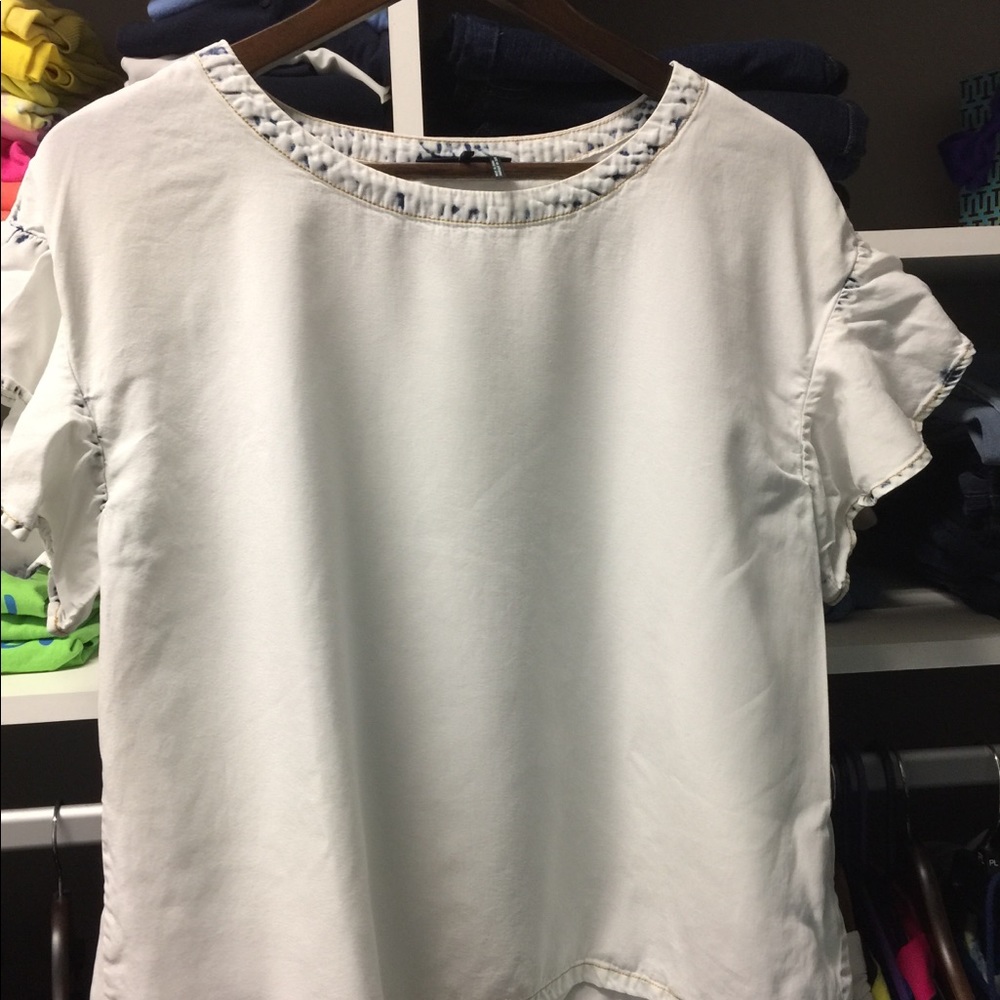 Trendy White and Denim Top